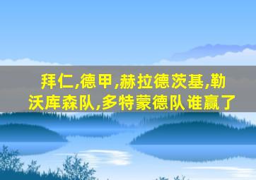 拜仁,德甲,赫拉德茨基,勒沃库森队,多特蒙德队谁赢了